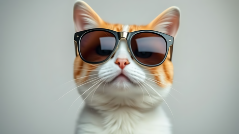The cat is wearing sunglasses