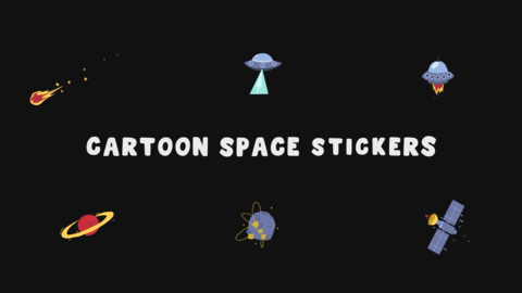 Cartoon Space Stickers for Premiere Pro MOGRT 2024