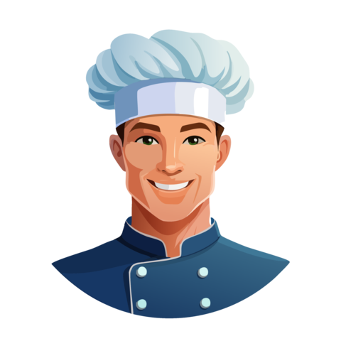 Generative AI Flat Vector Chef Simple Background Part 0000003