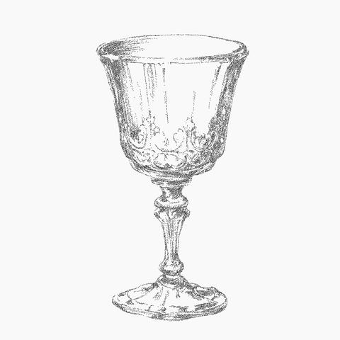 Antique goblet. Distressed graphic with noisy threshold edges