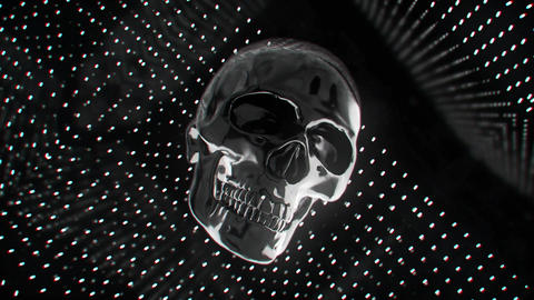 Chrome Skull Digital Art Dark Background