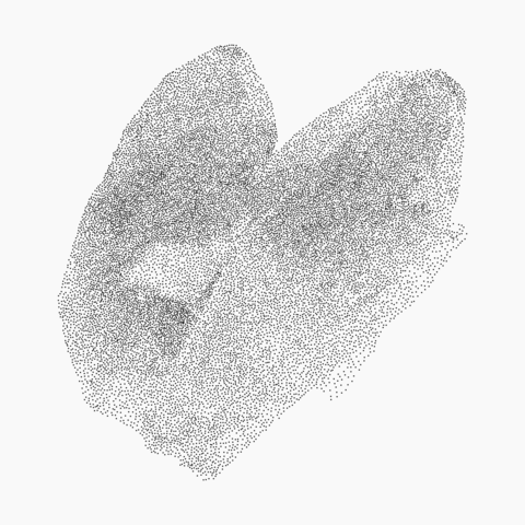 Natural mineral form with textured shading. Photocopy dust, stipple fill