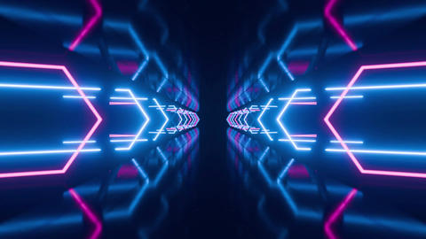 Futuristic Neon Tunnel Glowing Blue Pink Lights Abstract Sci Fi Background
