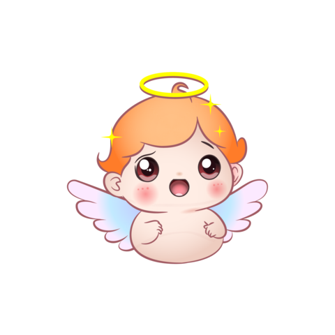 Cute vector illustration of an surprised angel baby