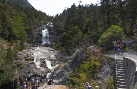Exploring the beautiful waterfalls at Pont d'Espagne in Cauterets, Pyrenees