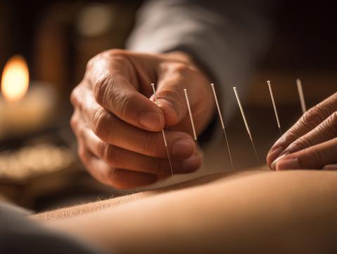 Acupuncture treatment with multiple needles inserted