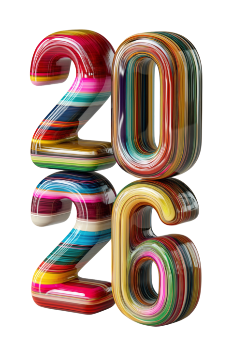 2026 colorful number showing new year and celebration