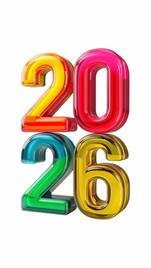 Colorful 2026 numbers displayed as part of a vibrant design for upcoming events