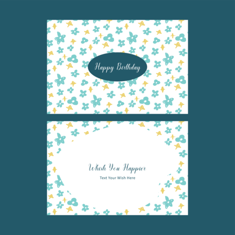 Happy birthday invitation card set in blue and yellow colors