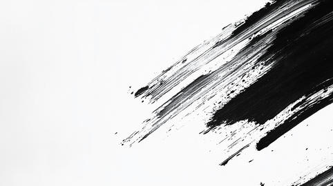 黒い墨のブラシストロークのモノクロ抽象背景