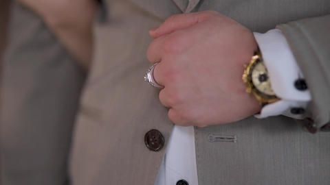 Hand with a ring. Put the ring on your finger