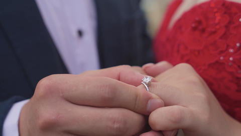 Hand with a ring. Put the ring on your finger