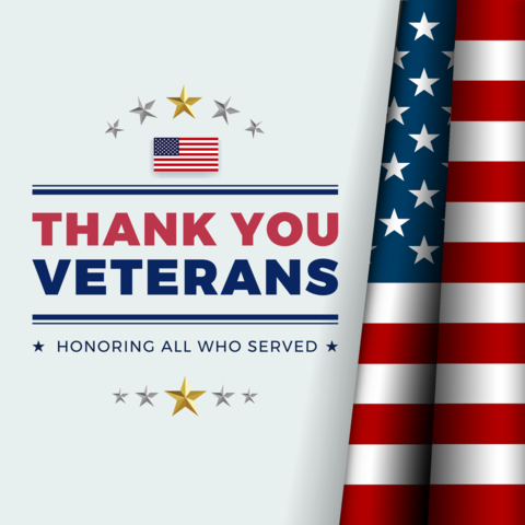 Thank you Veterans square banner for US Veterans Day