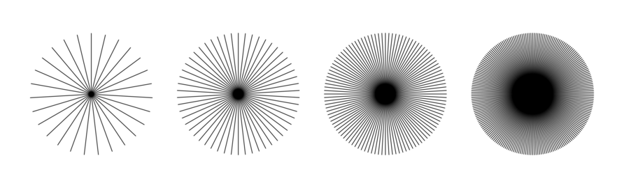 Sun star burst, rays. Circulars lines beams. Spokes with radiating stripes grid. Geometric pattern