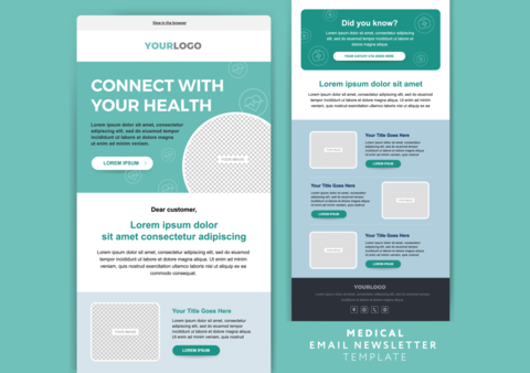 Medical and Healthcare email newsletter template in teal green