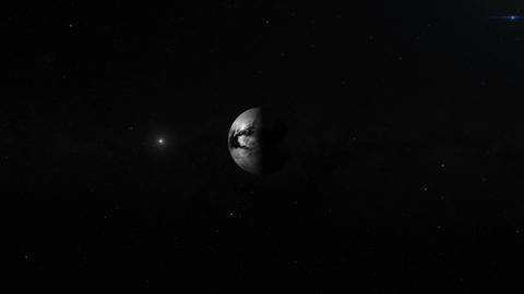 Traveling towards Titan, Saturn's moon, in the outer space