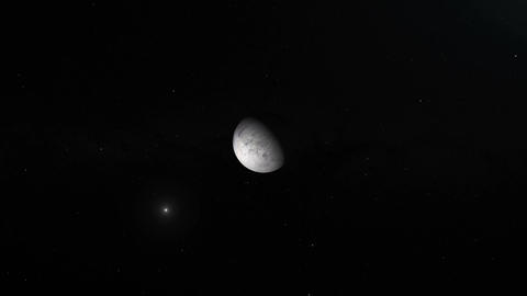 Traveling towards Triton, Neptune's moon, in the outer space