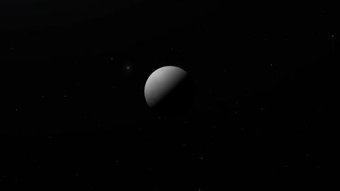 Traveling towards Enceladus, Saturn's moon, in the outer space