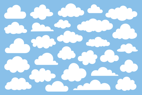 Seamless cloud pattern with white clouds on blue sky background