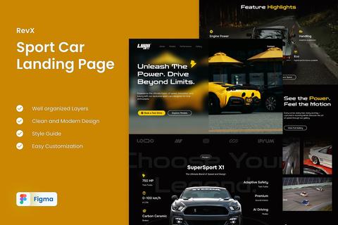 RevX Sports Car Landing Page Design