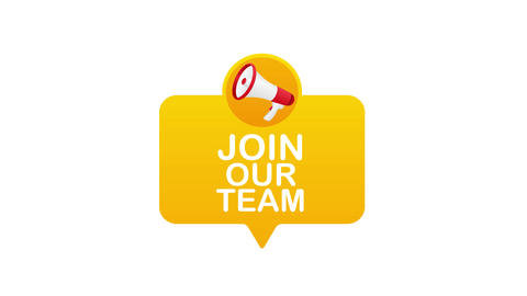 Join our team badge with megaphone and green screen
