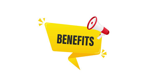 Benefits Announcement with Megaphone on White and Green Screen