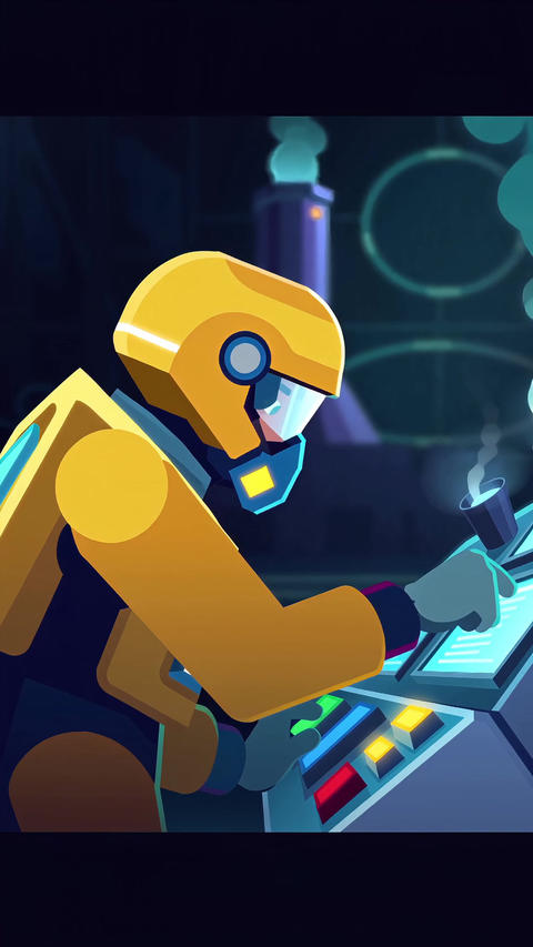 Hazmat Radiation Suit Scientist at Control Nuclear Energy Power Plant Radioactive Safety Industry