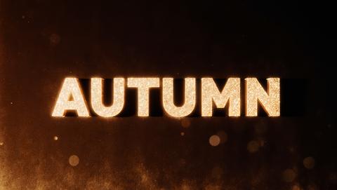 Sparkling Golden Autumn Title on Black Velvet, Warm Bokeh Glints, Elegant Festive Seasonal
