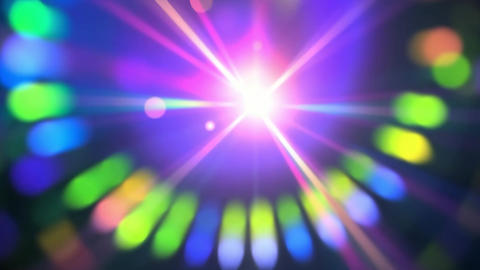Futuristic glowing lens flare with radial neon light beams digital abstract effect in vibrant 4k