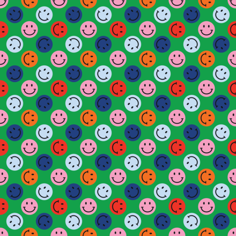 smiling faces emoji on a green background