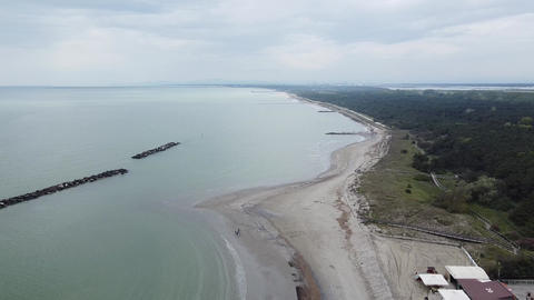 Aerial view of a beach on the Adriatic Sea, Italy