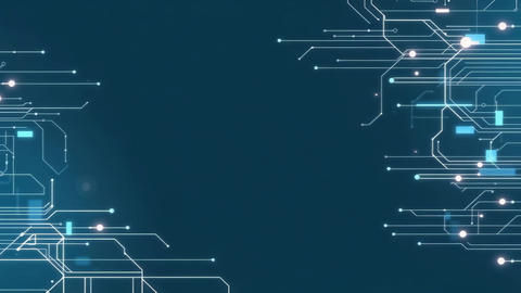 Futuristic neon circuit board technology background with abstract glowing blue lines in digital 4k