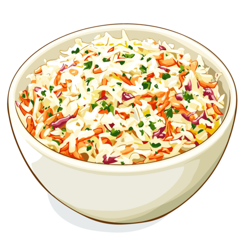 Coleslaw cabbage salad in a bowl isolated on a white background