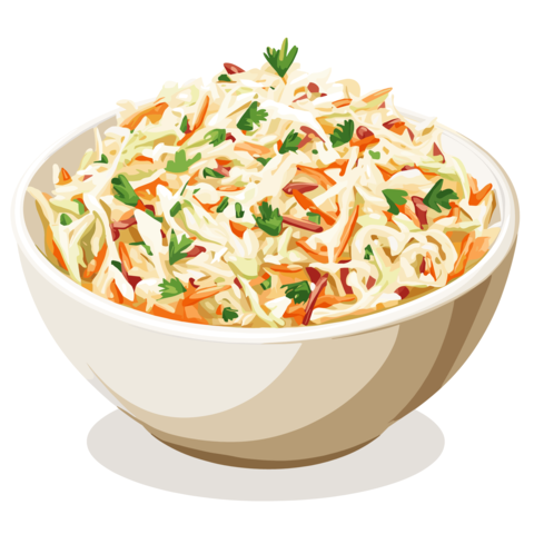 Coleslaw cabbage salad in a bowl isolated on a white background