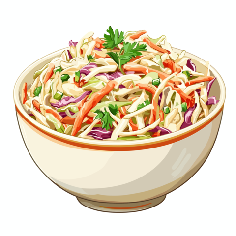 Coleslaw cabbage salad in a bowl isolated on a white background