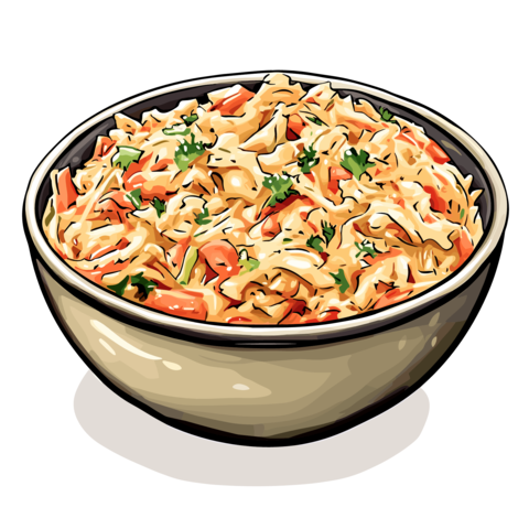Coleslaw cabbage salad in a bowl isolated on a white background