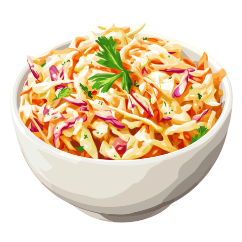 Coleslaw cabbage salad in a bowl isolated on a white background