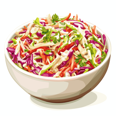 Coleslaw cabbage salad in a bowl isolated on a white background
