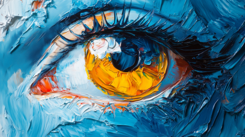 Conceptual abstract oil painting picture of an eye