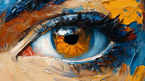 Conceptual abstract oil painting picture of an eye