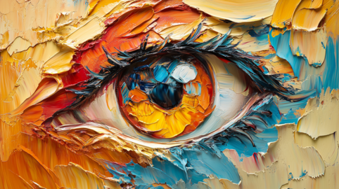 Conceptual abstract oil painting picture of an eye
