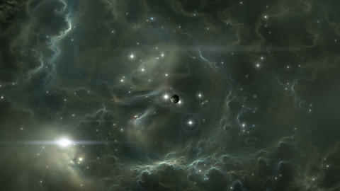 Flying through a starfield in outer space