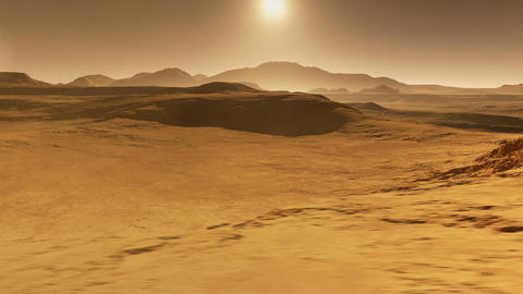 Mars landscape, dust storm with dust devils on Mars. Animation