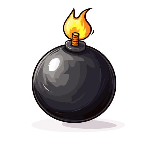 Cartoon bomb with a lit fuse vector illustration isolated on a white background