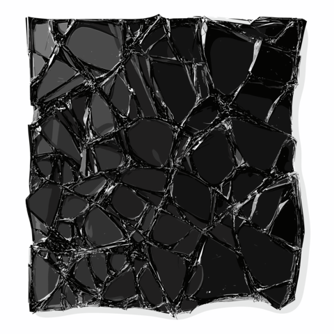 Broken Glass Squares with Cracks. Abstract Lines Shattered, Fractured and Broken