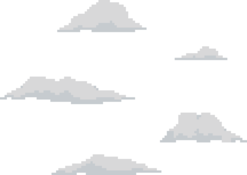 Set of clouds in the pixel art style. Vector illustration