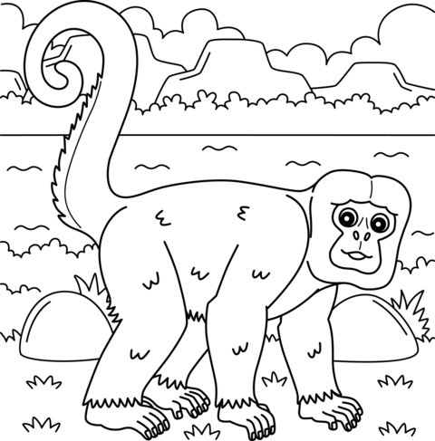Woolly Monkey Coloring Page for Kids