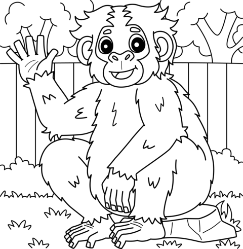 Bonobo Ape Coloring Page for Kids