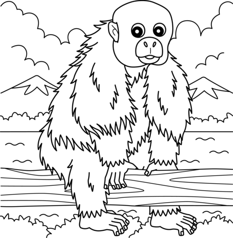 Bald Uakari Coloring Page for Kids