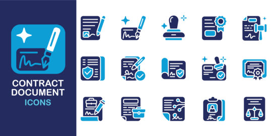 Contract Document Icon Set